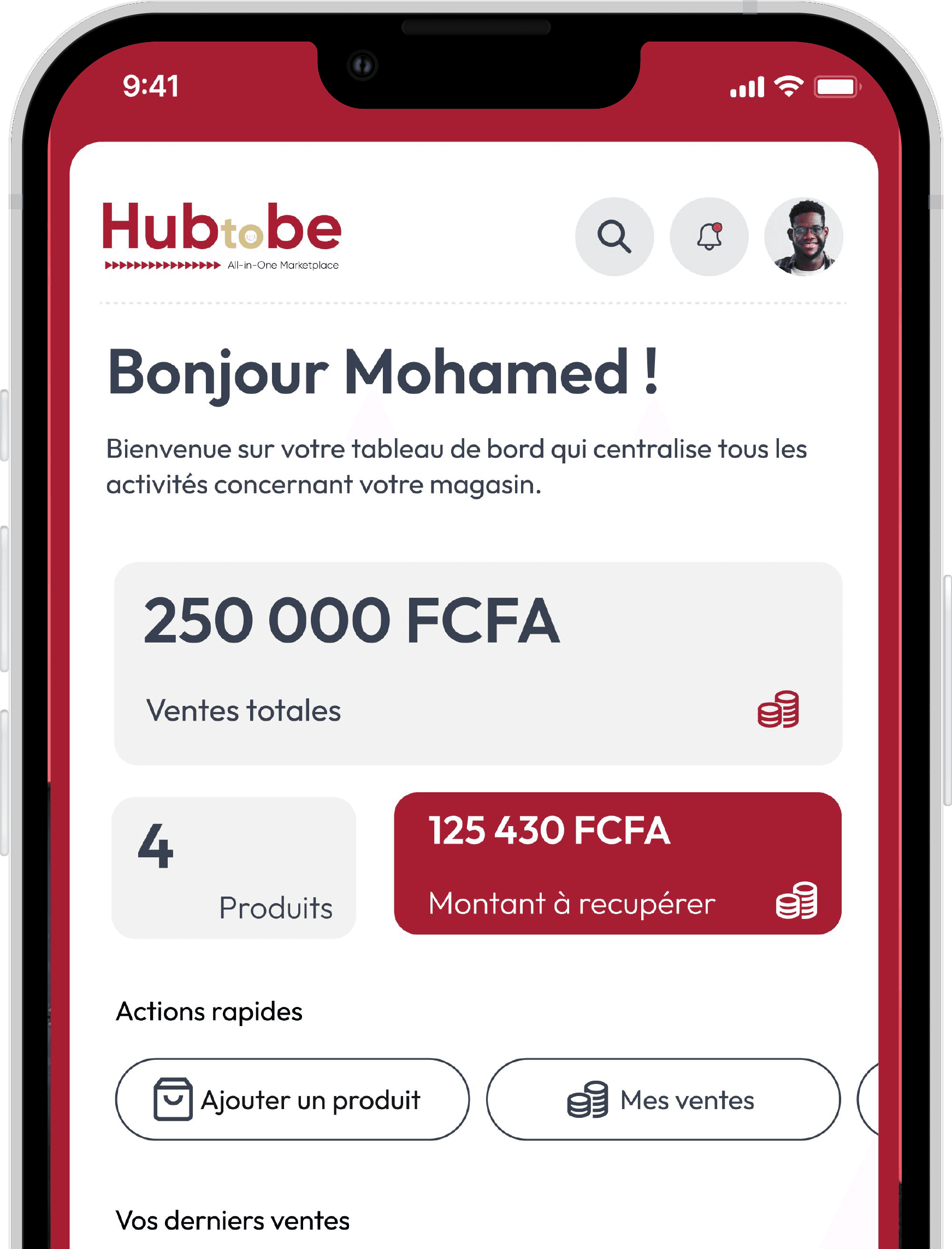 App Vendeur Interface